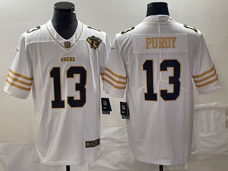 Men San Francisco 49ers 13 Brock Purdy 75th Nike White Gold Game Player NFL Jersey